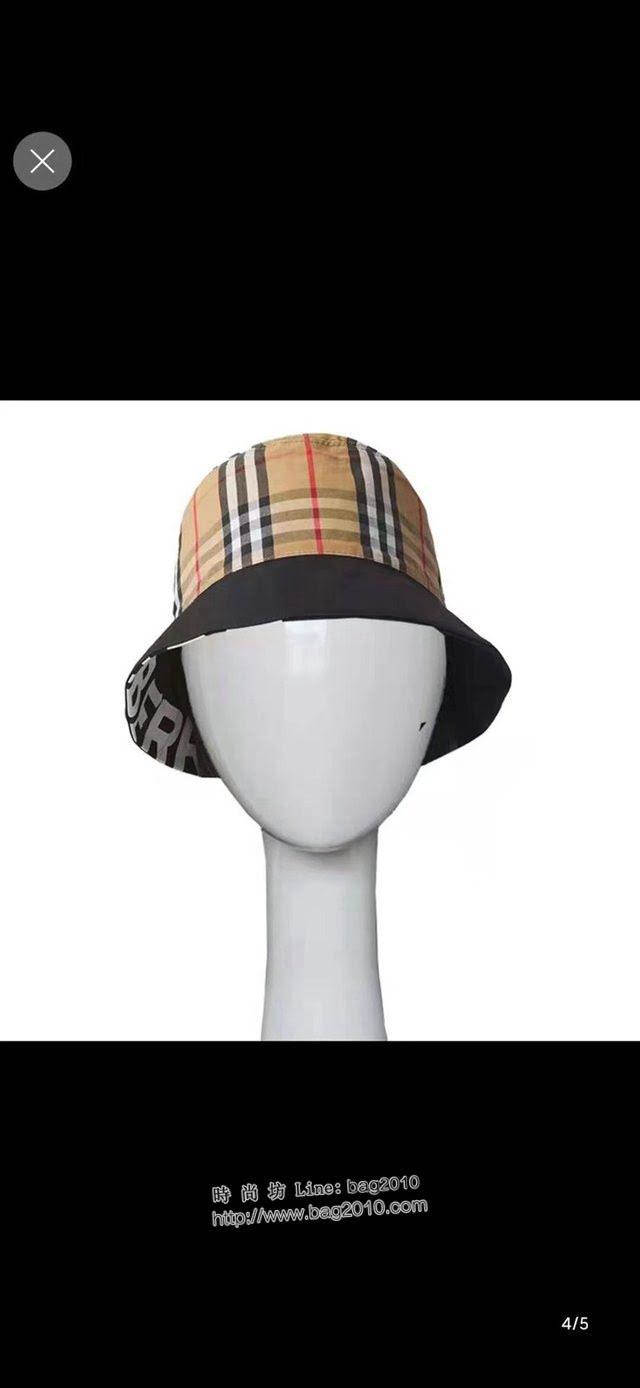 Burberry男女同款帽子 巴寶莉格紋雙面漁夫帽遮陽帽  mm1637